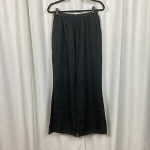 Flax Wide Leg Linen Pants in Black